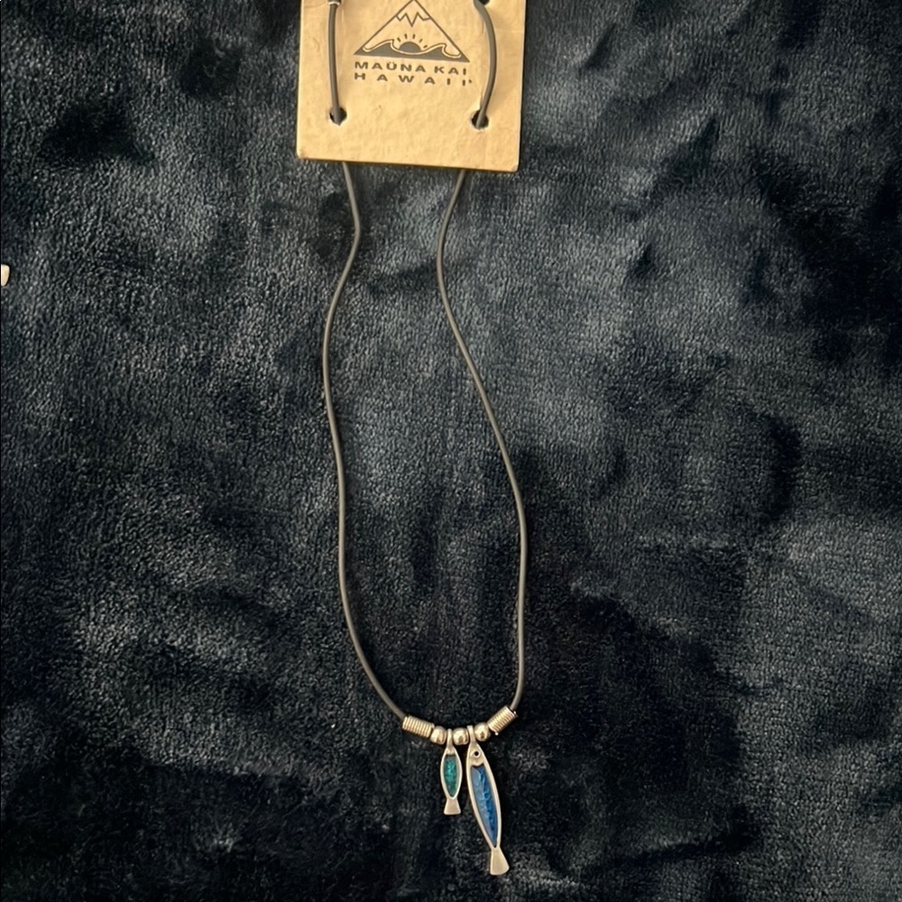 Silver and Blue  Fish Pendant Necklace